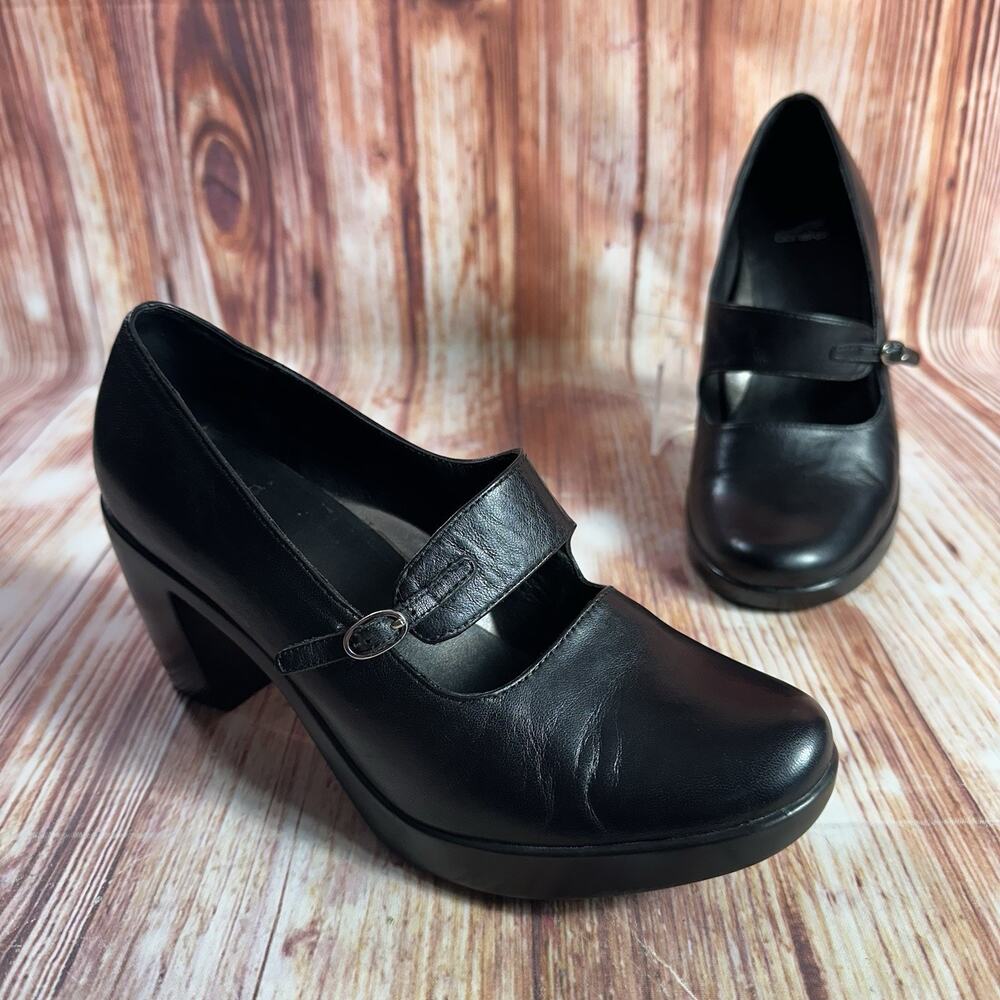 Dansko TARA Sz 37 US 6.5 - 7 Black Leather Block Heel Mary Jane Chunky Goth Shoe